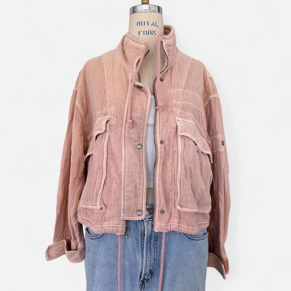 Free People Pink Boho Jacket XS We The Free Utility Boxy Fairy Spring